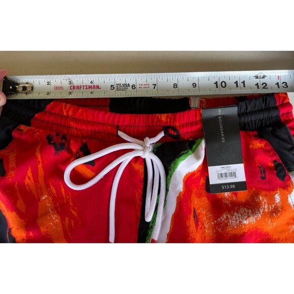 No Boundaries Mens Watermelon Print Swim Shorts XS (27) Polyester Black/Red - Picture 3 of 7